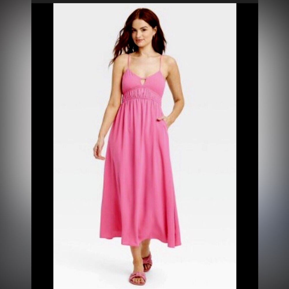 A New Day Spaghetti Strap Midi Dress - Pink - Size S